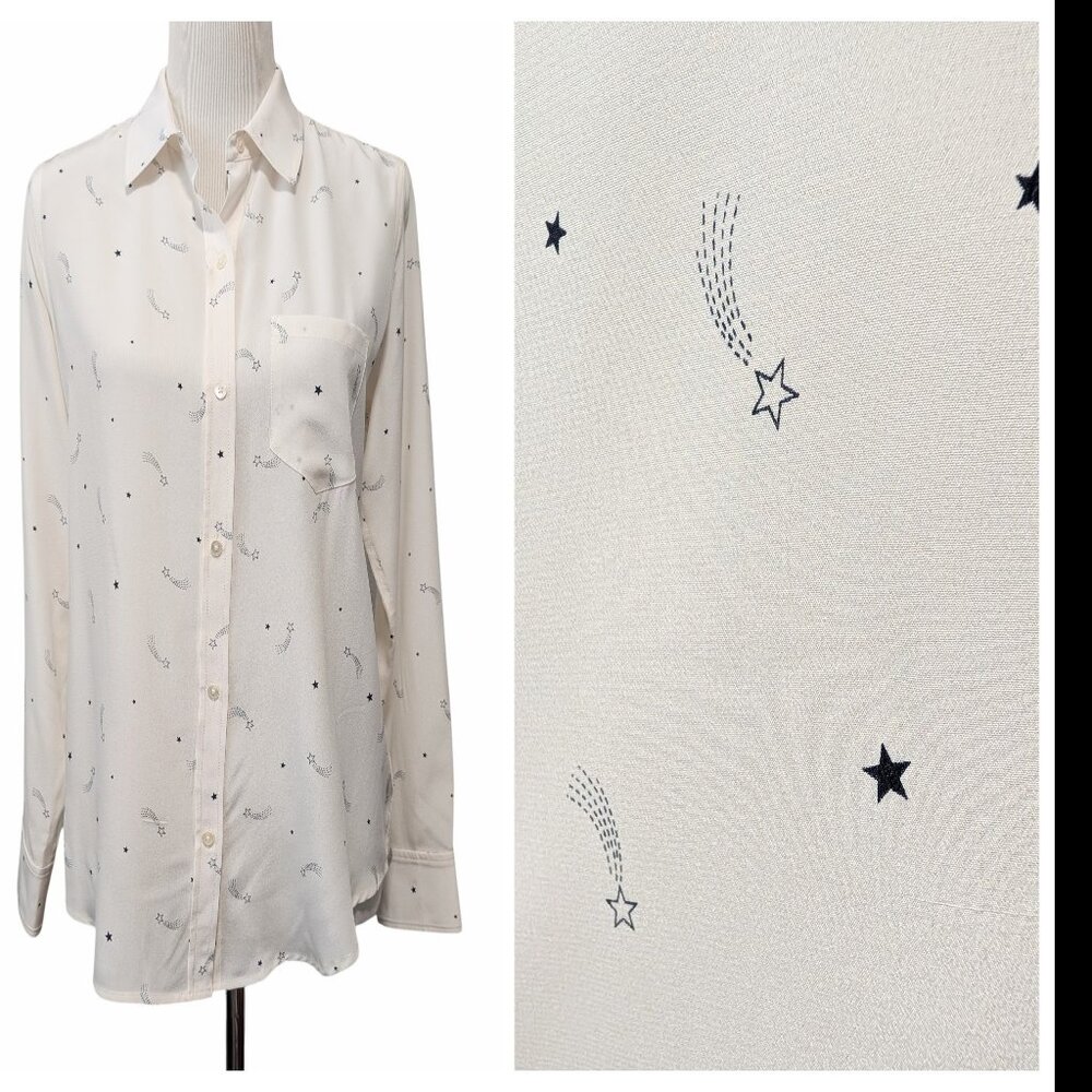 Rails Womens Size S Kate Shooting Stars 100% Silk Button Front L/S Blouse Top